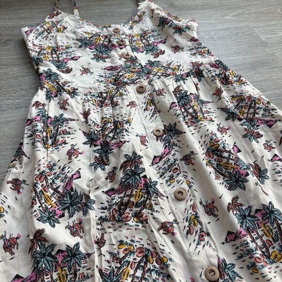 Rock & Roll Denim Women's XS Tropical Print Button Front Maxi Dress - Picture 3 of 10